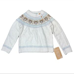 Tommy Bahama Beige Cream Girls Teddy Bear Button Sweater Blue Green NWT 2T